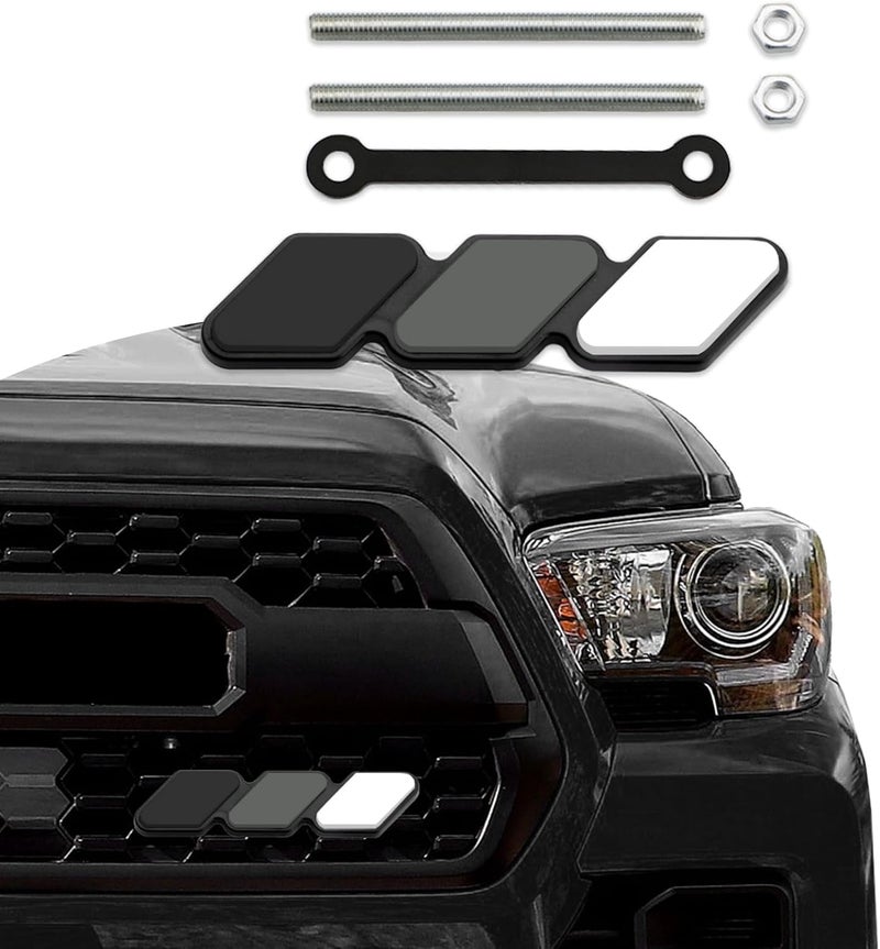 CHRYMUM TRD Grille Decor Badge, 3-Color Upgrade Emblem, Grille Insert Trims, Tri-Color Grille Badge Emblem Car Decoration Accessories Fit for Tacoma 4Runner Tundra Sequoia Rav4 Highlander (Grey White) - Image 1